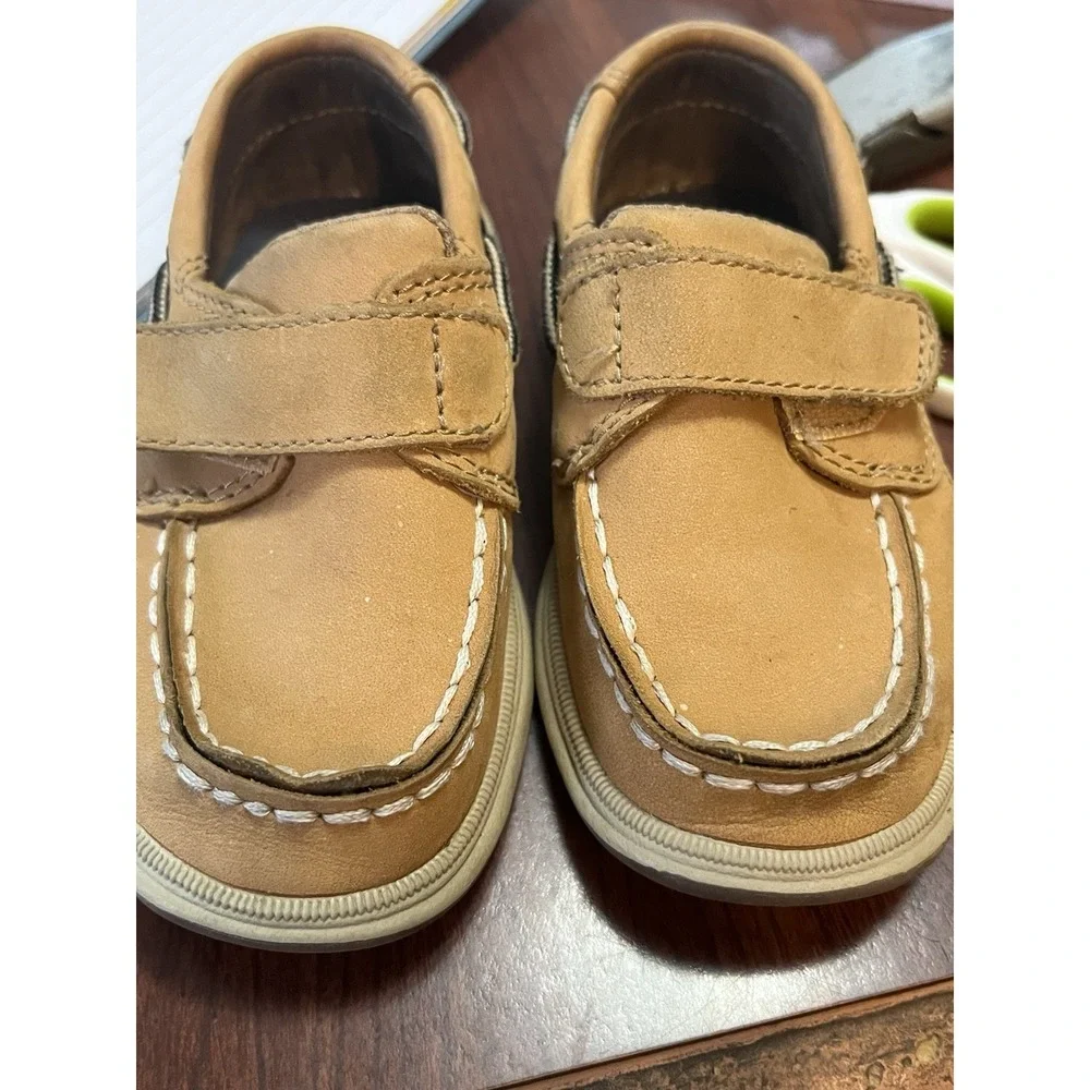 Sperry Top Sider Toddler Boys Boat Shoes‎ Sz 6 Tan Leather Loafers 6.5